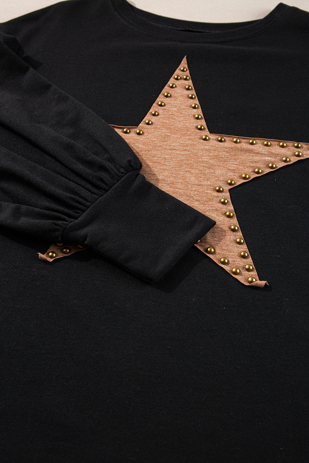 Black Studded Star Graphic Oversized Top