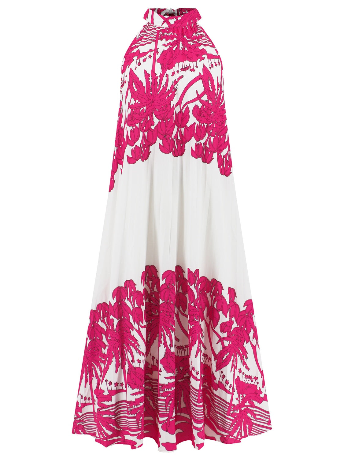 Tied Printed Sleeveless Midi Dress