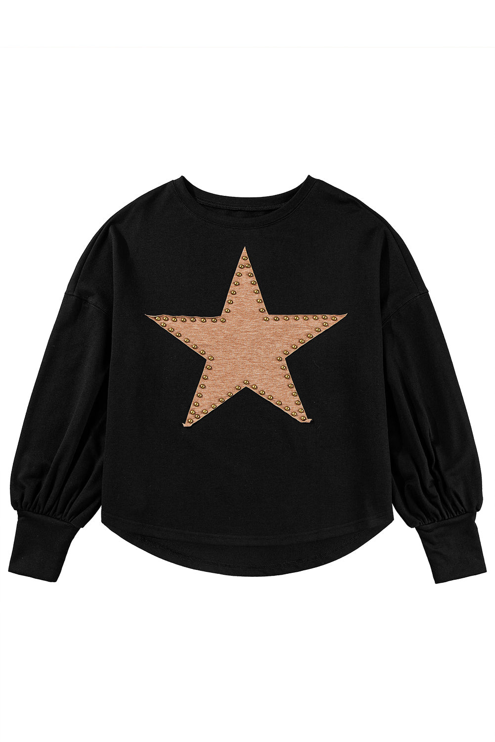 Black Studded Star Graphic Oversized Top