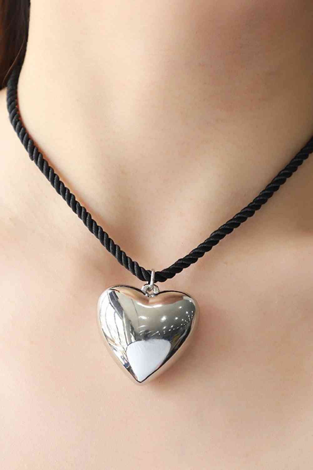 Heart Pendant Rope Necklace